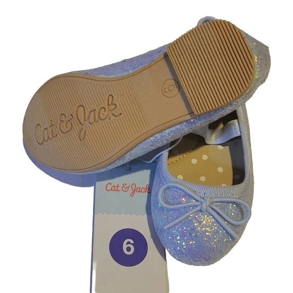 Cat & Jack Girls Lily Glitter Ballet Flats Size 6 Purple Toddler Memory Foam - Picture 6 of 6